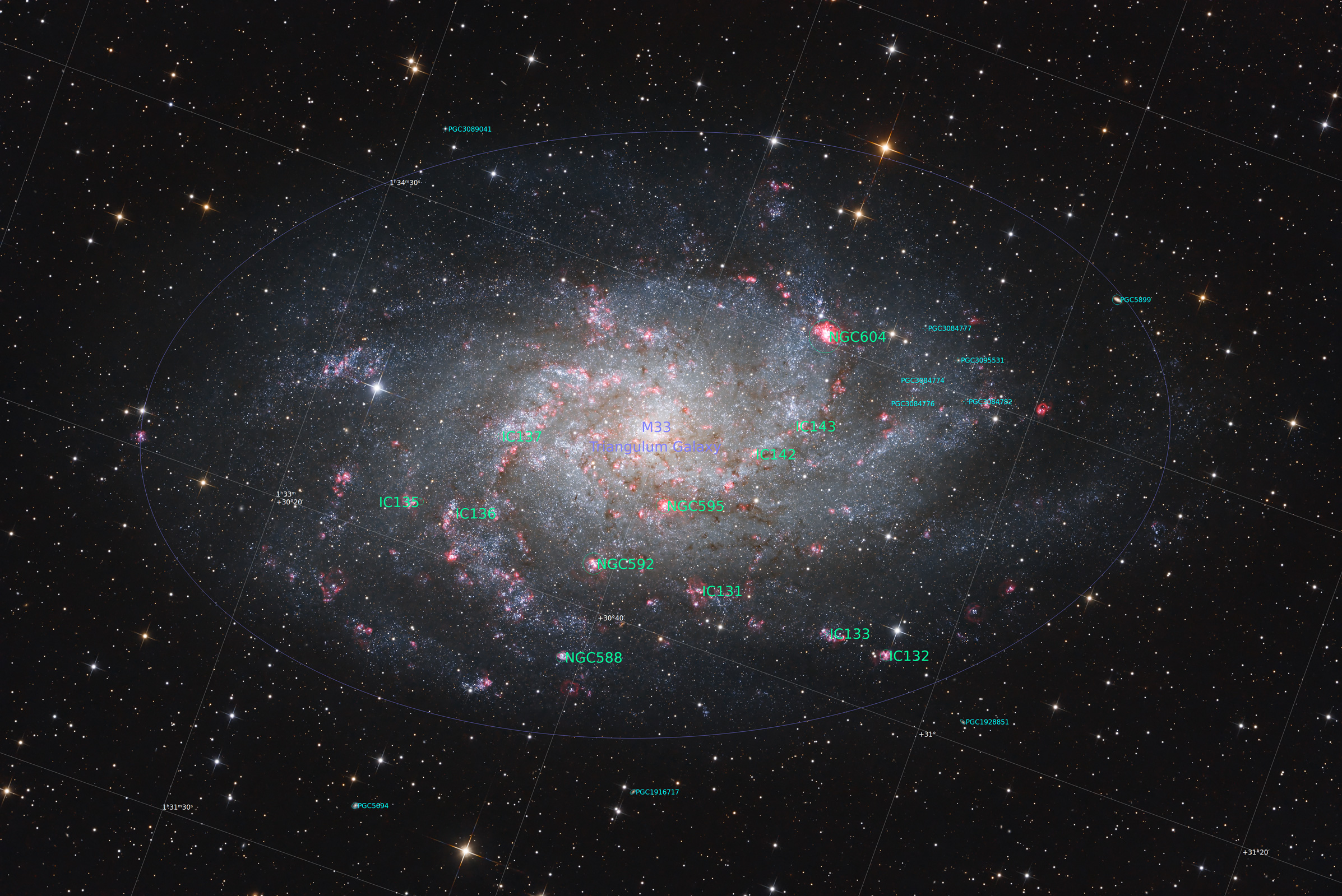 M-33 mit Annotationen