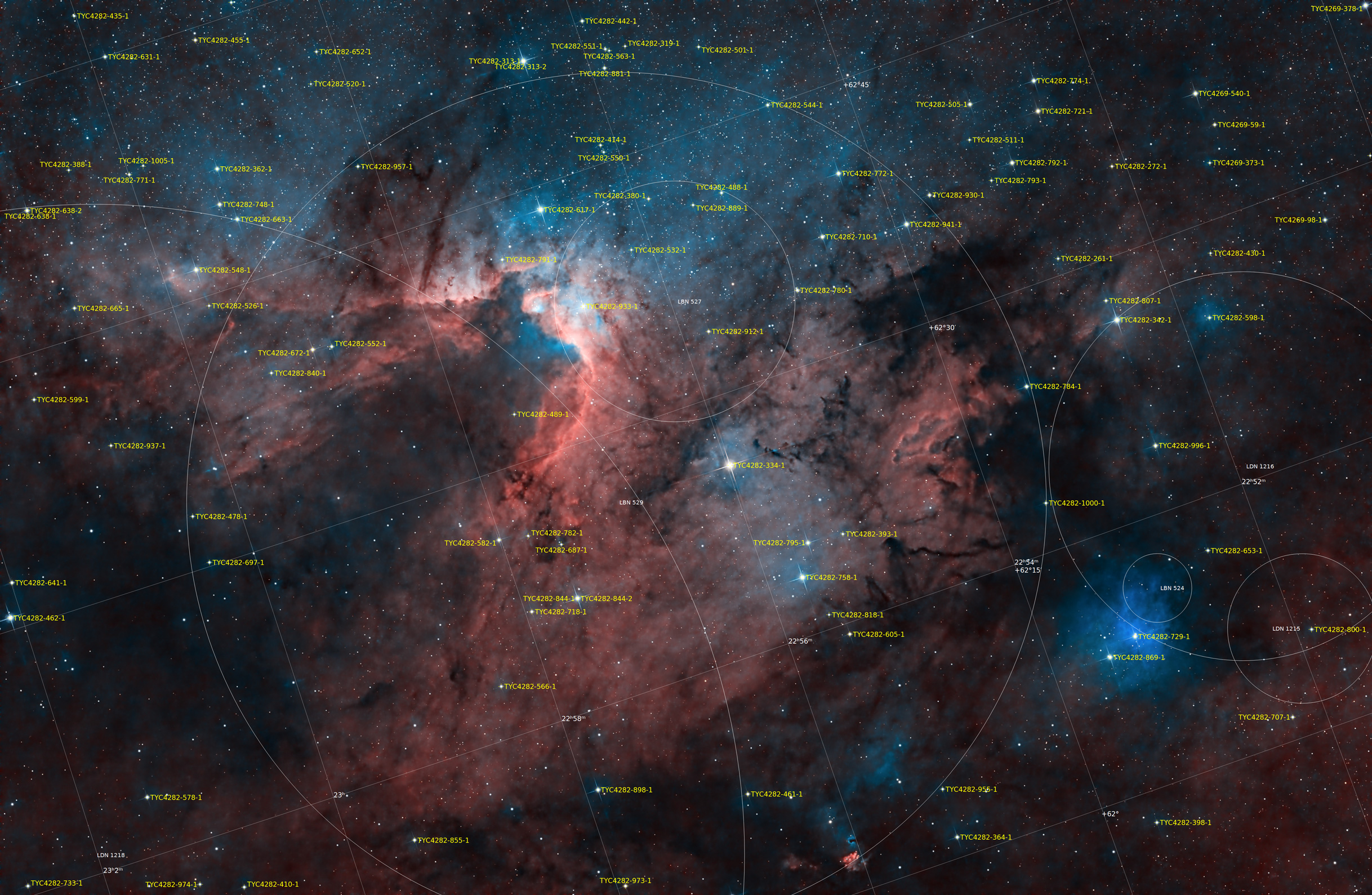 Sh2-155 mit Annotationen Sh2-155 mit Annotationen
